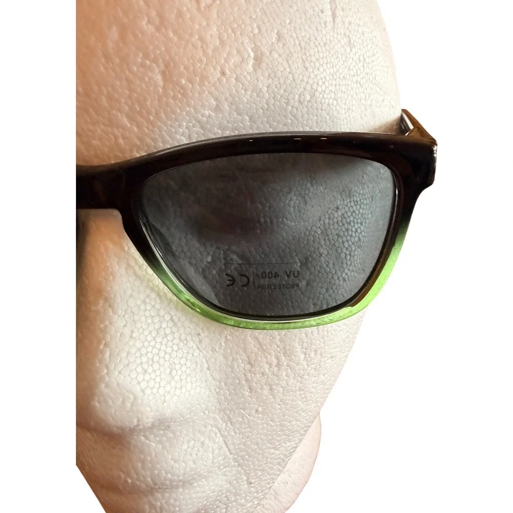MS Polarized Cat Eye Sunglasses Black Green Lens CAT 3 Retro Eyewear
